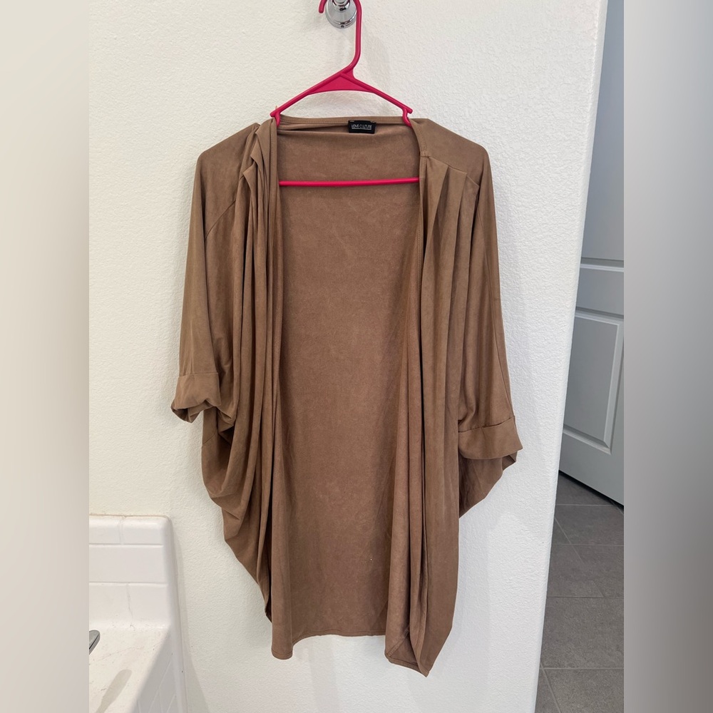 Love Culture Brown Draped Open-Front Cardigan Shrug